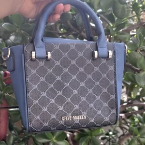 Steve Madden Blue and Gray Mini Satchel with SM Monogram